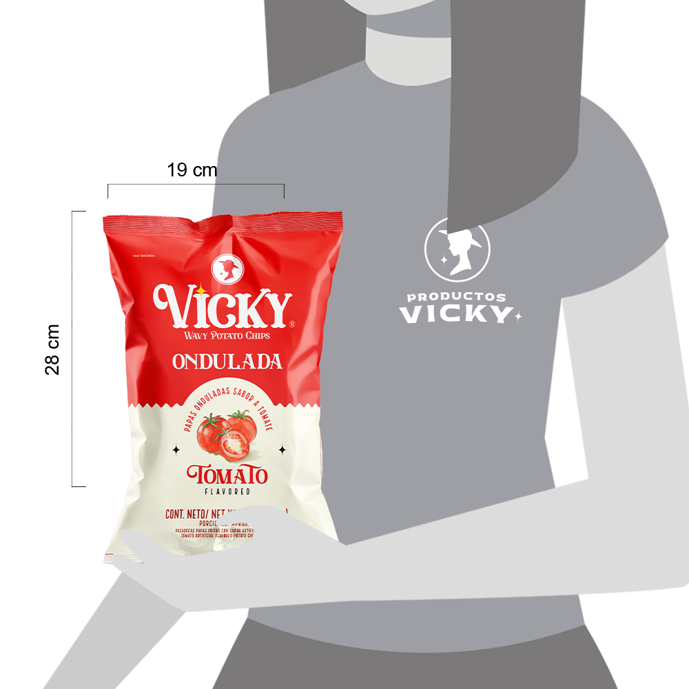 Vicky Wavy Potato Chips Tomate 105g - Image 2