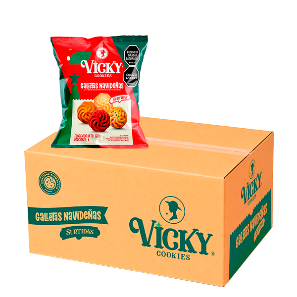 Box Vicky Galletas Navideñas Bolsa 120g x 20 unds