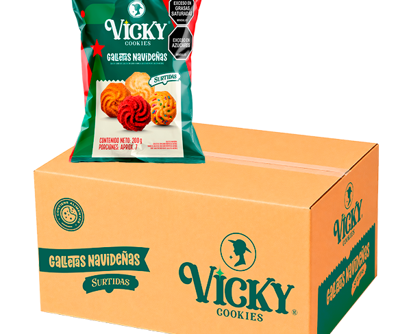 Box Vicky Galletas Navideñas Bolsa 200g x 12 unds