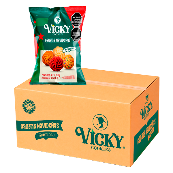 Box Vicky Galletas Navideñas Bolsa 200g x 12 unds