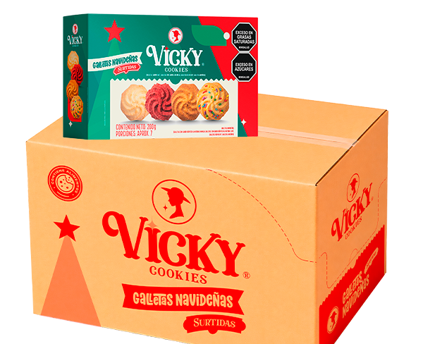 Box Vicky Galletas Navideñas Caja 200 g x 18 unds